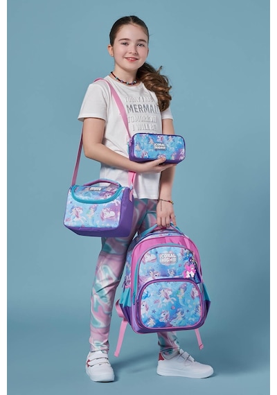 Coral High Kids Mor Pembe Unicorn Deniz Kızı Desenli 3'lü Okul Çanta Seti Set0123657