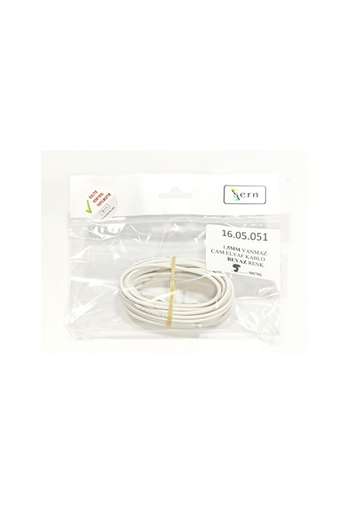 Beyaz Renk 1,5mm Cam Elyaf Örgü Yanmaz Kablo 5metre, -60/+180 C 1 Adet