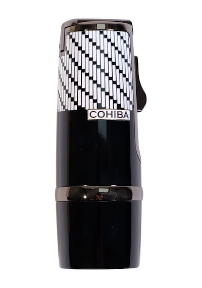 Cohiba 3 Torch Pürmüz Siyah-beyaz Desenli Metal Puro Çakmağı - Tr9245