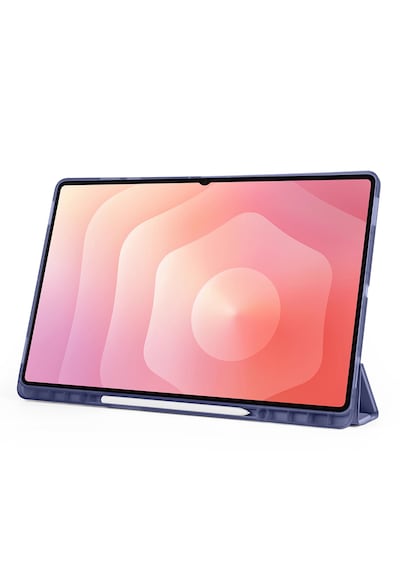 Samsung Galaxy Tab S11 Ultra Uyumlu Kılıf Tri Folding Kalem Bölmeli Katlanabilir Standlı Pu Yumuşak Kapak Kapaklı Kılıf