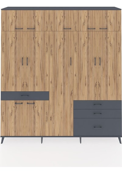 Hyperion Dolap 11 Raflı 4 Çekmeceli 2 Askılı 220x44x243 Antrasit-çam/antrasit Atlas Çam/antrasıt Hyperion Dolap 11 Raflı 4 Çekmeceli 2 Askılı 220x44x243 Antrasit-çam/antrasit Atlas Çam/antrasıt