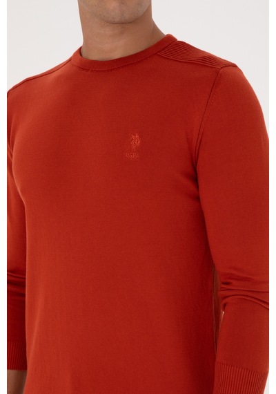 U.S. Polo Assn. Erkek Slim Fit Bisiklet Yaka Kiremit Basic Kazak 50307779-VR031