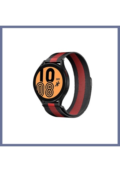 Bezos Watch 20mm Metal Mıknatıslı Kordon - Siyah-kırmızı Dlra