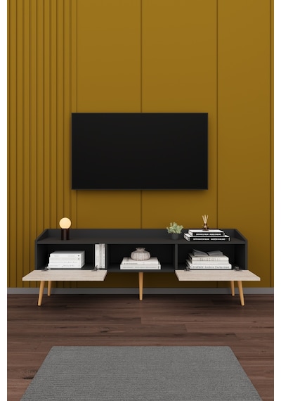 Asra Trend Tv Ünitesi Tv Sehpası T-28 %100 MDF Ayaklı Modern Medya Ünitesi Antrasit - Sidon Asra Trend Tv Ünitesi Tv Sehpası T-28 %100 MDF Ayaklı Modern Medya Ünitesi Antrasit - Sidon