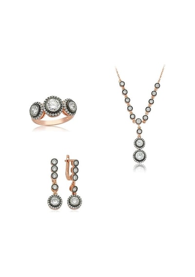 Gümüş Beyaz Taşlı Kadın Set (551167990)