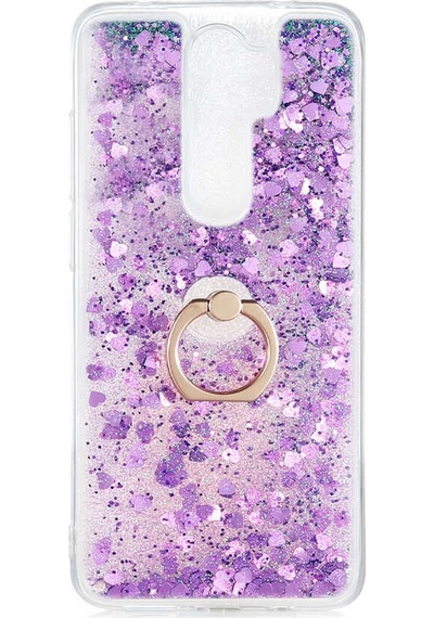 Kilifone - Redmi Note 8 Pro Uyumlu Kılıf Koruyucu Yüzüklü Sıvılı Pullu Milce Kapak - Mor - T14399