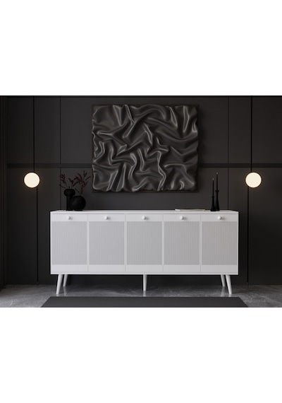 Melura Konsol 180 Cm %100 Mdf Lake Ahşap Ayaklı Beyaz