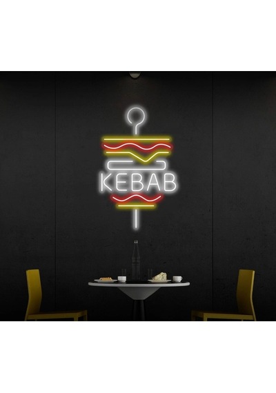 Kebab Yazılı Ve Şekilli Neon Tabela Beyaz