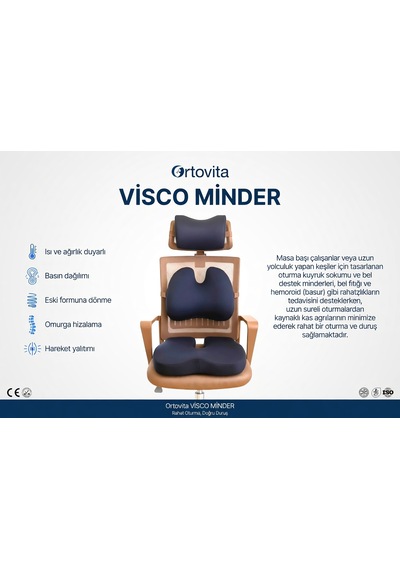 Yeni Nesil Visco Ortopedik Ergonomik 3'lü Set Ortopedik Yastık Seti Kalça, Bel Ve Boyun Desteği Sağlayan Rahatlatıcı Minder Set