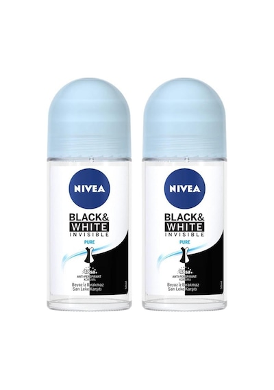 Nivea Invisible Black&White Pure Kadın Roll-On Deodorant 50 ML x 2