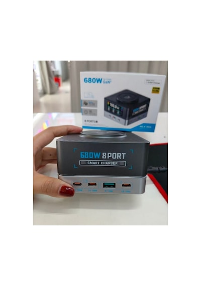 Wlx-r8a 8in1 680w Pd + Qc + Usb Şarj İstasyonu 15w Kablosuz Şarj Masaüstü Çoklu Hızlı Şarj