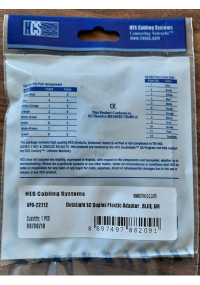 Hcs Datalight Sc Dupleks Plastik Adaptör . Mavi. Sm