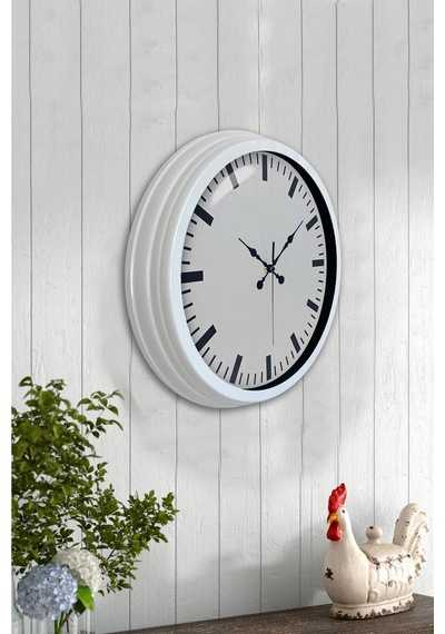 40 Cm Metal Beyaz Modern Duvar Saati 52730070