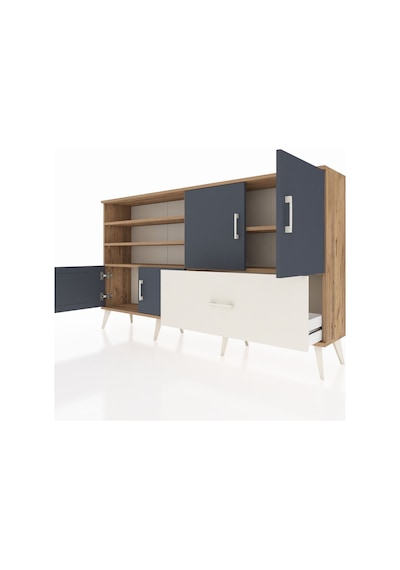 Arges Konsol 5 Raflı Tek Çekmeceli 4 Kapaklı 176x30x99 Çam-antras Çam-antrasit/aytaşı Arges Konsol 5 Raflı Tek Çekmeceli 4 Kapaklı 176x30x99 Çam-antras Çam-antrasit/aytaşı