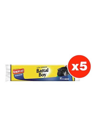 Koroplast Profesyonel Battal Boy Çöp Torbası 10'Lu Siyah 5 Paket