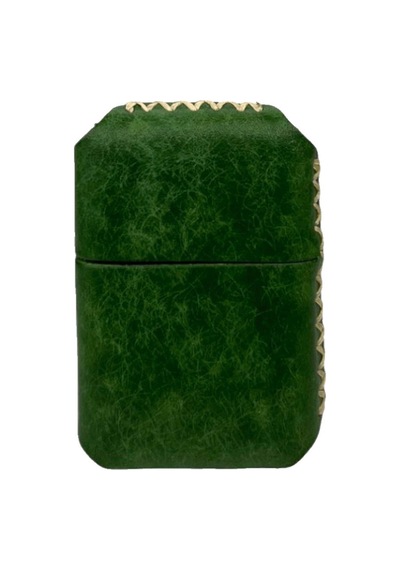 Handmade El Yapımı Hakiki Deri Zippo Modeli Çakmak Yeşil