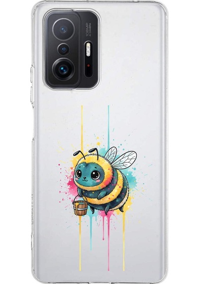 Xiaomi Mi 11t Pro İle Uyumlu Splash Arı Tasarımlı Şeffaf Silikon Kılıf Şeffaf