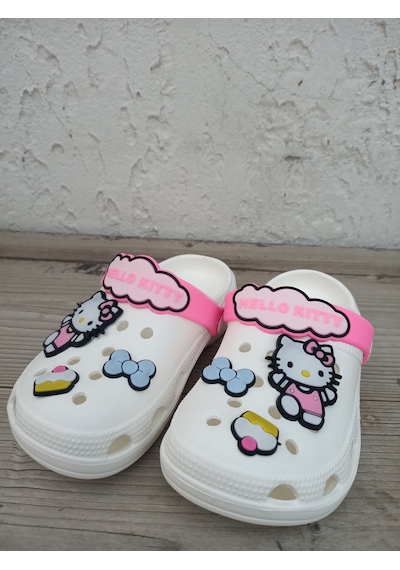 Huzurlu Adımlar Hello Kity Beyaz Çocuk Crocs