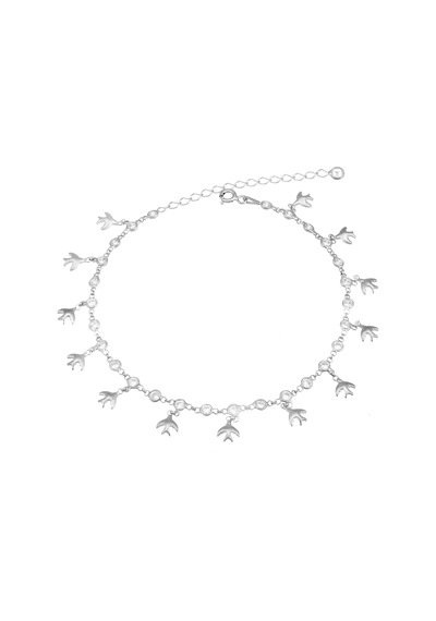 Brezza Lusso Jewelry Uçak Figürlü Taşlı Su Yolu Sallantılı Gümüş Kadın Ayak Halhal Gümüş