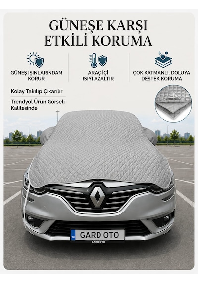 Gard Oto Universal Sedan Araç Brandası Su Geçirmez Gri 1X1-Gri