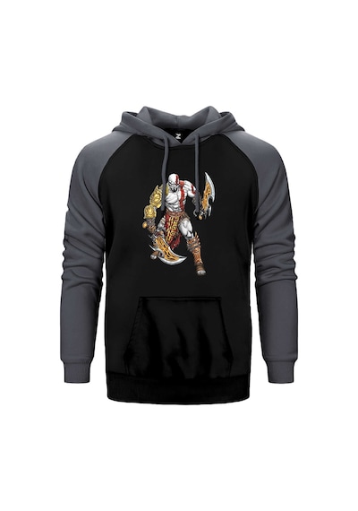 God Of War Kratos Savaşçı Gri Renk Reglan Kol Kapşonlu Sweatshirt Gri