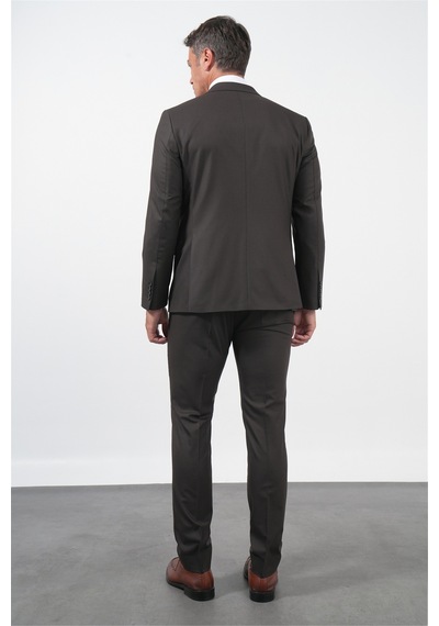 İmza Kahverengi Mono Yaka 6 Drop Comfort Fit Tam Astar Esnek Takım Elbise 1001260170
