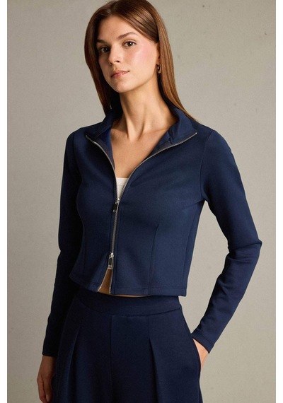 Defacto Yarım Balıkçı Yaka Modal Fermuarlı Sweatshirt G2921ax25aunv245 Lacivert