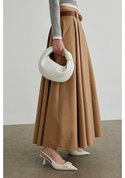 Suud Collection Camel Ball Volümlü Uzun Etek
