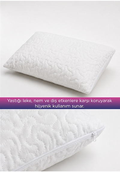 5 Adet Kapitone Yastık Alezi - Fermuarlı - 50x70cm - Nonwoven Beyaz