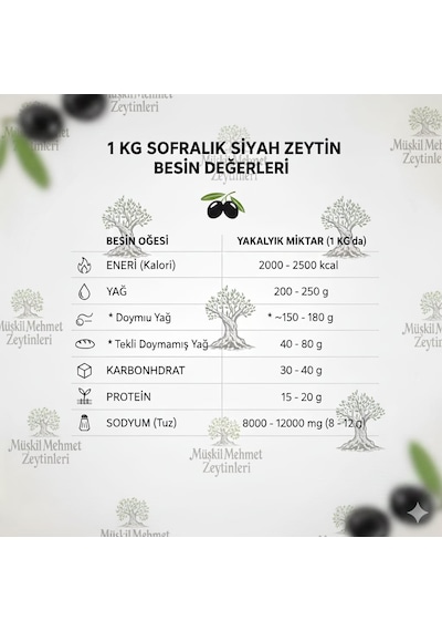 1 Kg 220/240 Dane Siyah Zeytin