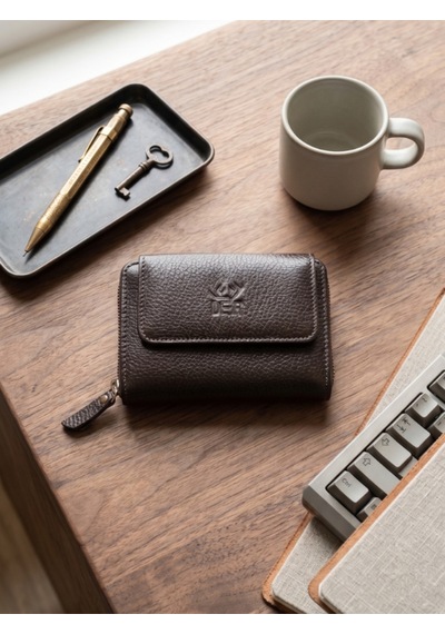 Deerderi Grand Model Fermuarlı Hakiki Deri Kadın Cüzdanı Kahverengi