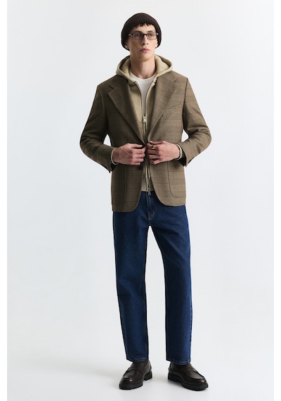 Antioch Ekose Relax Fit Blazer Ceket Camel