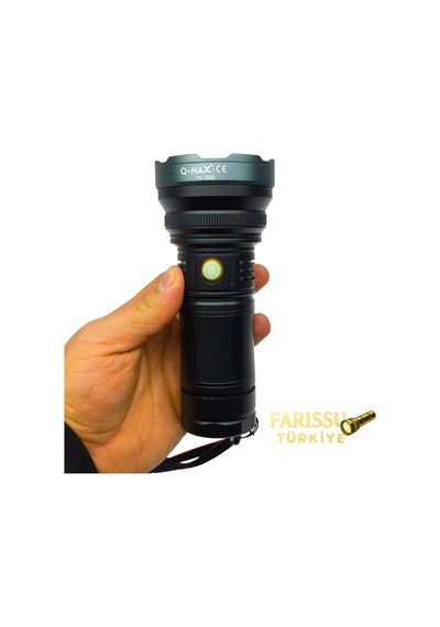 Q-max Ps-3500 Şarjlı Profesyonel Avcı El Feneri 4000 Lümen 1 Km Menzil 7800 Mah Siyah