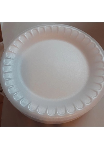 Beyaz Köpük Tabak Yuvarlak 10 Adet Kullan At Piknik Tabağı