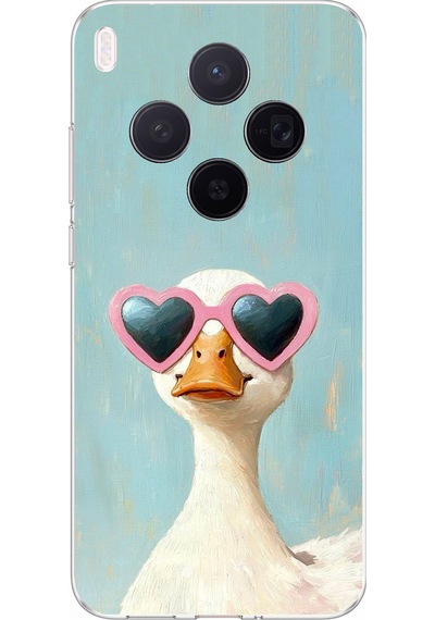 Vivo X300 Uyumlu Yağlı Boya Pop-art Ördek Baskılı Silikon Kılıf Renkli