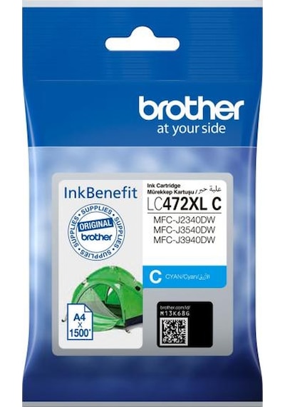 BROTHER LC472XLC 1500 Sayfa Yüksek Kapasite Mavi Kartuş