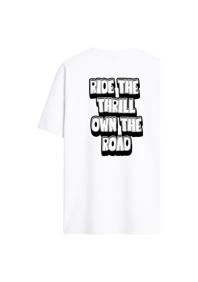 Black Nova Oversize Baskılı Unisex %100 Pamuk T-shirt Own The Road Beyaz