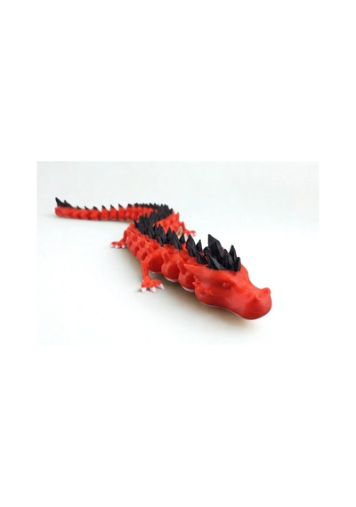 Riti Design - Volcano - 3d Hareketli Esnek Ejderha Figürü İkili Set - Siyah & Kırmızı 35cm
