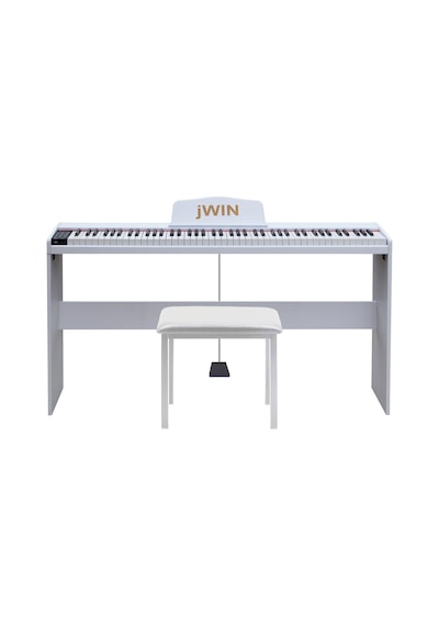Jwin Sdp-88 Tuş Hassasiyetli 88 Tuşlu Dijital Piyano + Tabure - Beyaz