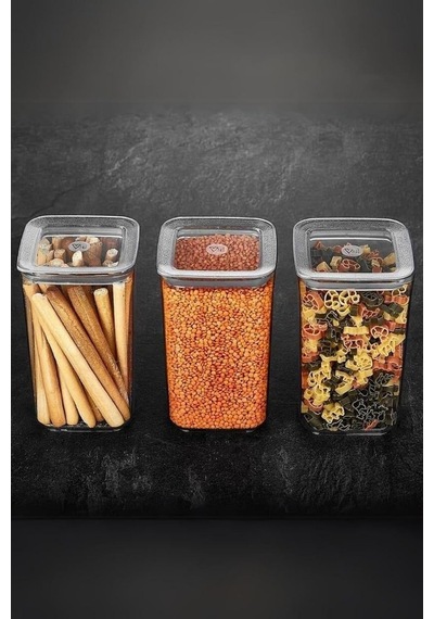 Sude Kare Saklama Kabı 3 X 1200 Ml, Şeffaf