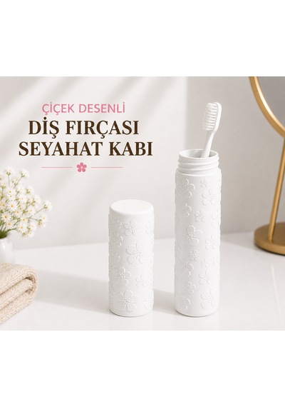 Çiçek Desenli Diş Fırçası Seyahat Kabı Hijyenik Ve Pratik Taşıma Kutusu 01