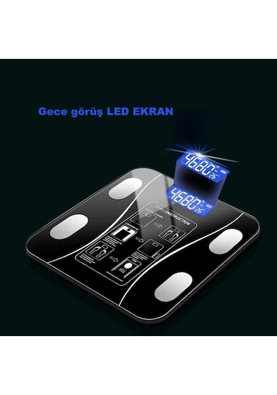 Dailytech Yağ Ölçer Vücut Analizi Akıllı Bluetooth Tartı Baskül