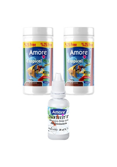 Amore Tetra-melek-lepistes-moli Balık Yem Seti 2 x 125 ML Kutu + Vitamin