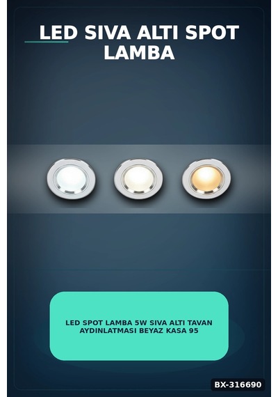 Led Spot Lamba 5w Sıva Altı Tavan Aydınlatması Beyaz Kasa 95 Mm 1 Adet Bx-316690 Diğer