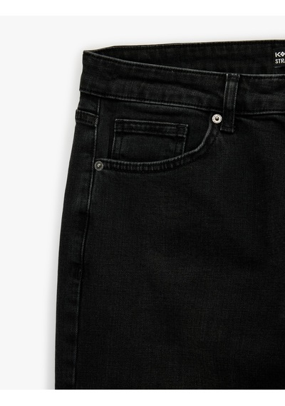 Koton Normal Bel Pamuklu Straight Fit Jean Pantolon - Mark Jean Siyah 6sam40294nd