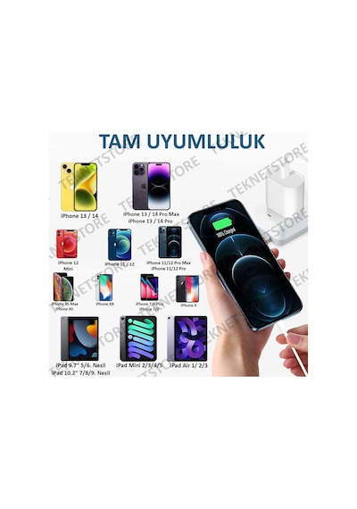 Apple Uyumlu iPhone 6 7 8 X 11 12 13 14 Tüm Serilerle  Hızlı Şarj Aleti 22.5w Turbo Sarj
