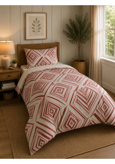 Tek Kişilik Nevresim Takımı %100 Pamuk 160x220 Lastikli Çarşaflı 100x200 Pembe