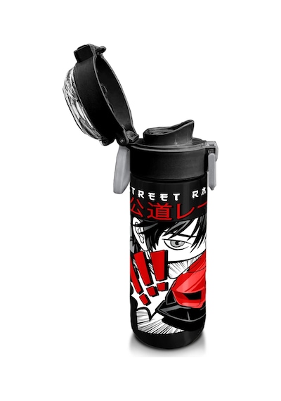 Coral High Kids Siyah Kırmızı Anime Araba Desenli Pipetli Ve Direkt İçim Çelik Termos 500 Ml 31948 Kırmızı - Mavi - Siyah
