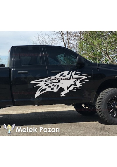 2 Adet - Damalı Yarış Bayrağı Off Road Jeep Sticker
