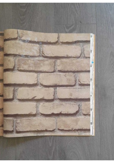 Gölge Efektli Gerçek Tuğla Görünümlü Duvar Kağıdı 5m2 Ateş Tuğla